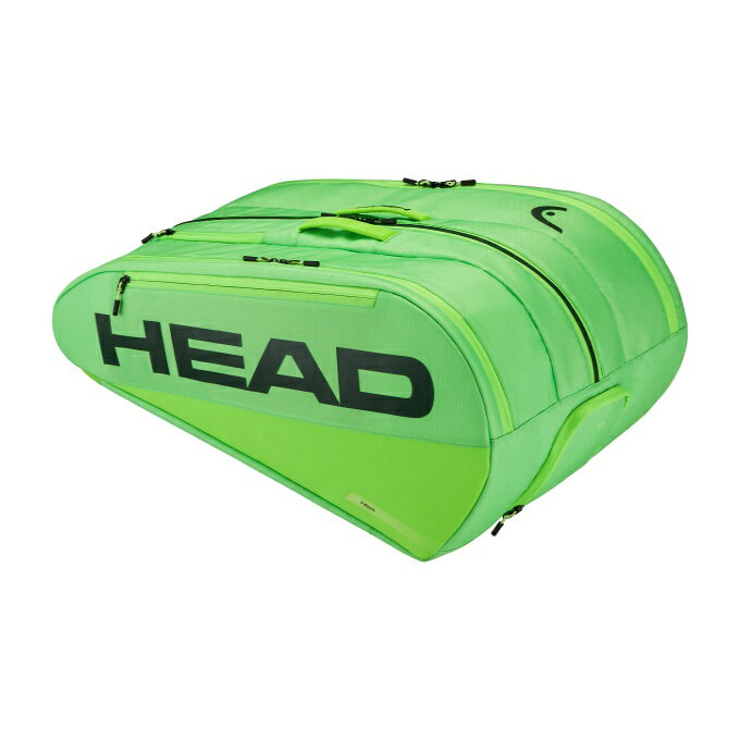 多くのHEADプレイヤーたちが使用する、ツアーラケットバッグの定番。機能満載の12本入バッグ。試合や遠征などで多くのラケットやバッグもこのバッグでしっかりと対応します。 ■カラー：SG ( シャープグリーン ) ■サイズ：76.5×33×38cm ※製品によって仕上りサイズに多少の誤差がありますのでご了承下さい。 ■素材：ポリエステル90%、ポリウレタン10％ ■特長： ・ラケット収納12本可能 ・ラケットを高温から保護するCCT+コンパートメント ・シューズコンパートメント ■原産国：中国 検索ワード：ラケットバッグ ラケットケース ラケット バッグ テニス 硬式テニス ソフトテニス テニス用品 バドミントン テニスバッグ テニスバック バドミントンバック バドミントンバック トーナメントバッグ スクール 遠征 試合 部活 合宿