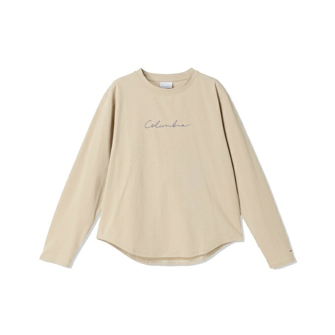 ■カラー：Fossil ( 160 ) ■サイズ： S ( 着丈/60.5cm、胸囲/94cm、肩幅/40.5cm、ゆき丈/77cm ) M ( 着丈/63cm、胸囲/98cm、肩幅/42cm、ゆき丈/79cm ) L ( 着丈/65.5cm、胸囲/103cm、肩幅/44cm、ゆき丈/81cm ) XL ( 着丈/68cm、胸囲/108cm、肩幅/46cm、ゆき丈/83cm ) ※製品によって仕上りサイズに多少の誤差がありますのでご了承下さい。 ■素材：ハイストレッチポリエステルシングルジャージ(ポリエステル100%) ■機能： ・OMNI-WICK ・OMNI-SHADE UPF50 ・Anti-odor sewing thread ■特長： ・フィッティング/RELAXED ・コロンビア独自の吸湿速乾機能「オムニウィック」でドライで快適な着心地。 ・コロンビア独自のサンプロテクション機能「オムニシェイド」UPF50。降り注ぐ紫外線をカット。肌を守るサンプロテクション機能。 ・軽くてソフトなコットンライクなポリエステル素材使用 ・ラウンドテールデザイン/丸みのある裾のラインが女性らしさをプラス ・スクリプトロゴデザインで、アクティビティだけでなく普段使いとしても重宝する1枚 ・部分的に消臭糸を使用/肌面に消臭糸を使用して気になるニオイ対策で快適性UP ■原産国：中国 検索ワード：アウトドアウェア トレッキングウェア ロンT ロングスリーブ 長そで