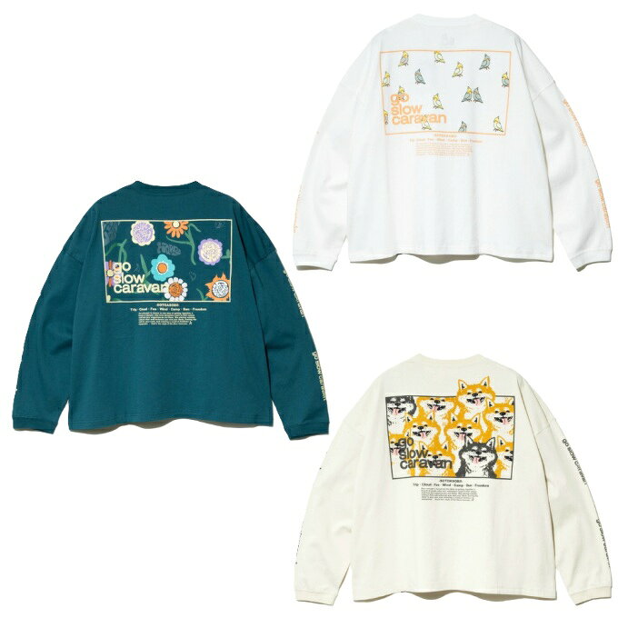 ゴースローキャラバン(Go Slow Caravan) Tシャツ 長袖 レディース USA/C スクエアLOGOバックプリントミドル LSTEE 3021915