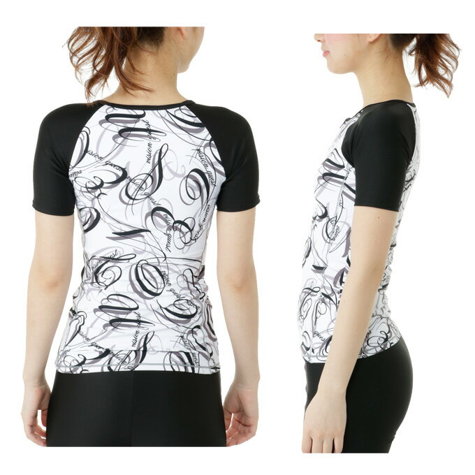 ビジョンクエストVISIONQUESTフィットネス水着スイムウェア上下セットレディースセパレート半袖トップス+スパッツ4分丈VQ470206F11+VQ470206F04