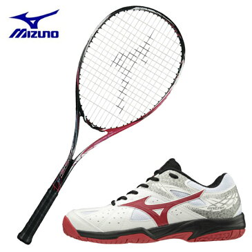 ミズノ ソフトテニスラケットセット オールラウンド TECHNIX 200 テクニクス + ブレイクショット2 OC ラケット + テニスシューズ オムニクレー MIZUNO