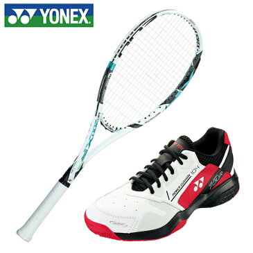ヨネックス ソフトテニスラケットセット オールラウンド マッスルパワー200XF + パワークッション104 ラケット + テニスシューズ オムニクレー MP200XFG-551 + SHT104-114 YONEX