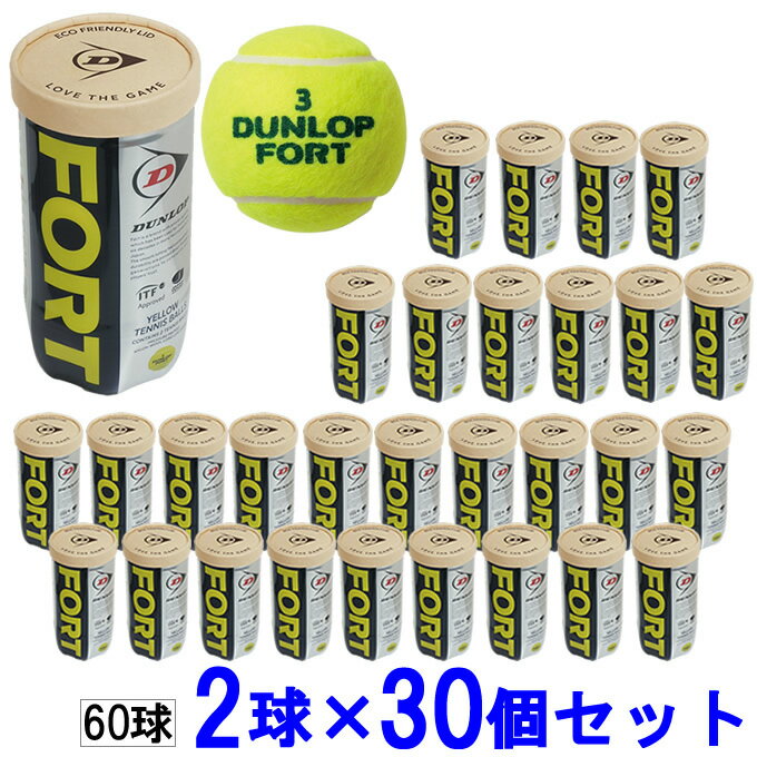 【全品対象最大10%OFF!11/20 20:00〜11/27 1:59】ダンロップ 硬式テニスボール 公認球 1箱 2球×30缶 60球セット フォート2球 ...