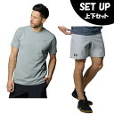 アンダーアーマー 半袖Tシャツ ハーフパンツ セット メンズ UAパフォーマンスコットンTシャツ+ 7インチ ショーツ 1384805-012+1384809-011 UNDER ARMOUR