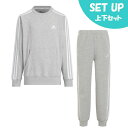 【6月5日限定!全品最大10%OFF】アディダス スウェットウェア上下セット ジュニア エッセンシャルズプラス クルーネック+パンツ JE1715 KWF33+JE1709 KWF32 adidas