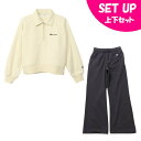 チャンピオン Champion スウェットウェア上下セット レディース ハーフジップスウェットシャツ+ストレートパンツ CW-A009-020+CW-A204-055
