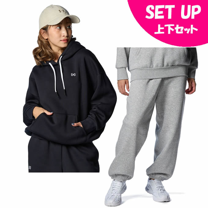 アンダーアーマー スウェットウェア上下セット レディース UAエッセンシャル フリース フーディー+パンツ 1388206-001+1388208-011 UN...