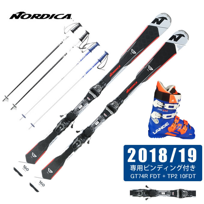 ノルディカ NORDICA スキー板 4点セット メンズ GT74R FDT + TP2 10FDT + RS 100 S.C.WIDE + CX-FALCON