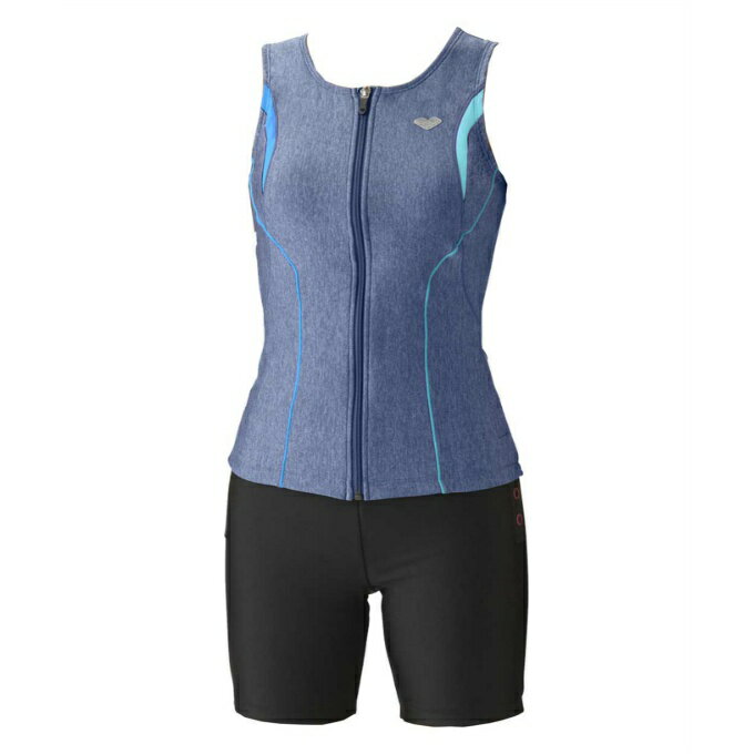 アリーナ arena フィットネス水着 セパレート レディース 大きめカラースナップ付きセパレーツ 差し込みフィットパッド LAR-3241W-MNBU od