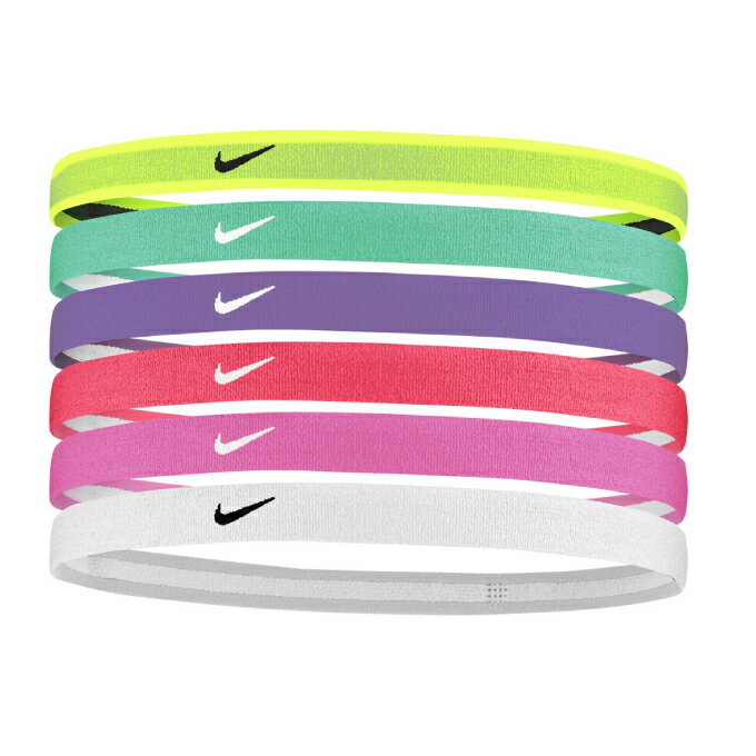ナイキ ヘアバンド ジュニア ユース スウッシュスポーツヘッドバンド 6本パック ボルト/グリーンフロスト/ブラックラズベリー BN2076-718 NIKE【メール便可】 od