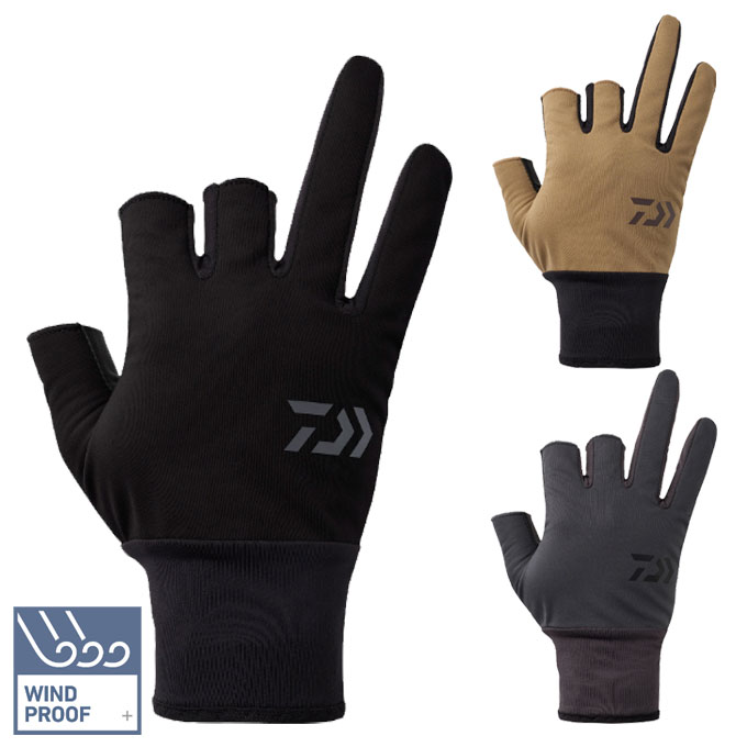 【メール便送料無料】ダイワ 防風 ベルトレス グローブ 3本カット ユニセックス 防風 フィッシング 手袋 3本カット DG-8025W od ‥