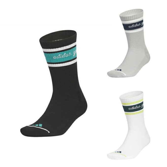 コットン混紡のゴルフソックス。 足元に快適な透湿性を。高機能コットン混紡素材を使用したクルー丈のゴルフソックス。オープニングドライブから最後のパットまで、足元を涼しくドライで快適にキープする。 ■カラー： BK/Pティール ( JM2731 black/pure teal ) MGY/CNV ( JM0234 mgh solid grey/collegiate navy ) WH/auアイビー ( JM0233 white/aurora ivy ) ■サイズ：M ■素材：綿56%、ポリエステル39%、ポリウレタン5% ■特長： ・クルー丈 ・グラフィック ■原産国：中国 検索ワード：靴下 くつ下 くつした