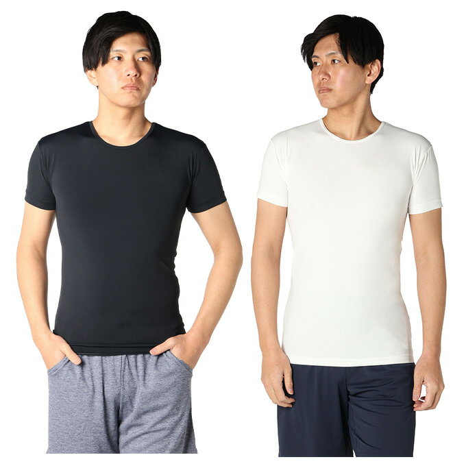 吸汗速乾で汗をかいてもさらっとさわやか。 触れるたびに接触冷感で、ひんやり心地よい。 伸縮性に優れたストレッチ素材だから、動きやすい。 快適な着心地が続く、アクティブウェアです。 ■カラー：BK、WH ■サイズ：S、M、L、O、XO ■素材：ナイロン87%、ポリウレタン13% ■原産国：カンボジア ■特徴： 吸汗速乾 ストレッチ UPF50+ 冷感 ■着用サイズ：L(身長/180cm) 検索ワード：アンダーシャツ インナーウェア インナーシャツ 半そで