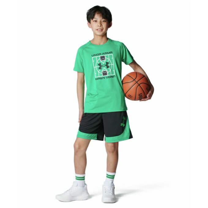 アンダーアーマー バスケットボールウェア 半袖シャツ ジュニア UA Tech Logo Short Sleeve T-Shirt 6001286-340 UNDER ARMOUR 【メール便可】 sc