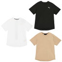 トレーニングにおすすめの半袖Tシャツです。 背中にヒョウ柄のプリントを施した半袖Tシャツです。シンプルなデザインでカジュアルシーンでも活躍します。 ■カラー：01BK( PUMA Black )、02WH( PUMA White )、83BE( Prairie Tan ) ■サイズ(cm)： S ( すそ周り/105.5、ゆき/44、後ろ丈/70、胸囲/105 ) M ( すそ周り/109、ゆき/45、後ろ丈/72、胸囲/107 ) L ( すそ周り/116、ゆき/48、後ろ丈/75.5、胸囲/113 ) XL ( すそ周り/120、ゆき/50、後ろ丈/77、胸囲/119 ) ※製品によって仕上りサイズに多少の誤差がありますのでご了承下さいませ。 ■素材：本体/ポリエステル100％ ■特徴： レギュラーフィット クルーネック 左胸にプーマキャットロゴ バックにヒョウ柄ラインとPUMAロゴ 検索ワード：スポーツウェア トレーニングウェア 半そで 機能Tシャツ
