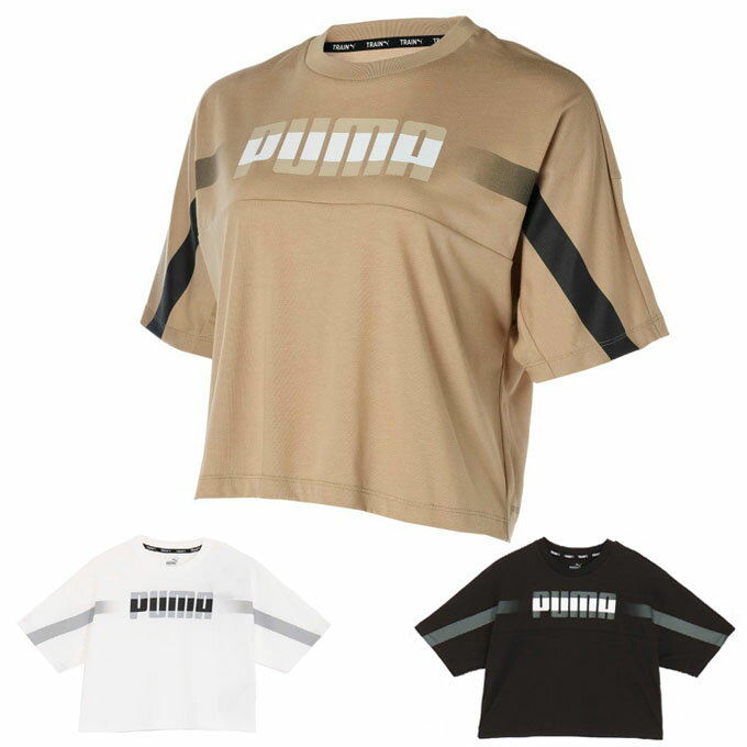 PUMA ONE LINEのコレクションより登場するトレーニング向けのクロップド丈半袖Tシャツ。 オーバーサイズのシルエット、ショート丈、フロントのPUMAロゴが特徴的なデザインです。また、独自の吸水速乾機能dryCELLを採用し、トレーニング中も快適な着心地が持続。ドレープ感のある素材を使用しておりさらっとした着こなしができる一着です。 ■カラー：01 ( PUMA Black )、02 ( PUMA White ) 、83 ■サイズ： S ( バスト/94cm、ゆき/43cm、すそ周り/92cm、後ろ丈/47.5cm ) M ( バスト/100cm、ゆき/45cm、すそ周り/102cm、後ろ丈/50cm ) L ( バスト/105cm、ゆき/46cm、すそ周り/106cm、後ろ丈/52cm ) O ( バスト/109cm、ゆき/48cm、すそ周り/109cm、後ろ丈/54.5cm ) ※製品によって仕上りサイズに多少の誤差がありますのでご了承下さい。 ■素材： 本体/ポリエステル50%、コットン25%、レーヨン25% リブ/コットン70％、ポリエステル30％ ■特長： dryCELL/吸水速乾の高機能素材により、運動中の衣服内もドライで快適 レギュラーフィット クロップド丈 フロントにPUMAロゴ ハーフスリーブ ■原産国：中国 検索ワード：スポーツウェア トレーニングウェア 半そで ショートスリーブ 機能Tシャツ