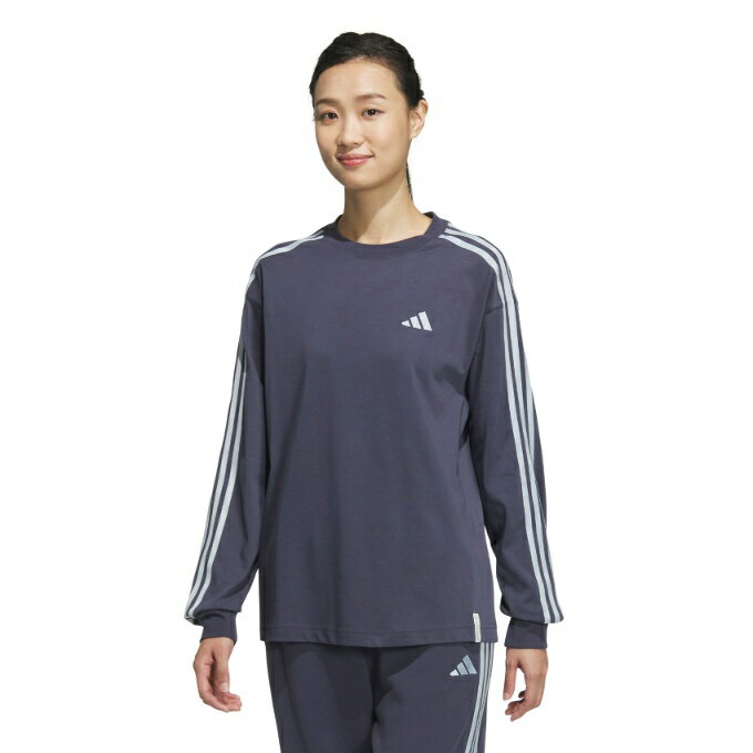 アディダス Tシャツ 長袖 レディース エッセンシャルズ プラス スリーストライプス 長袖Tシャツ JW4498..