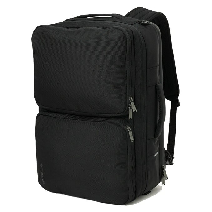 ■カラー：BK/010(Black) ■サイズ：高さ/幅/奥行 (目安)/29cm×44cm×16cm ■重量(g) (目安)：1,010g ■容量：26L（目安） ■素材：840D TM OX(ナイロン100%) ■機能： ・オムニシールド 素材そのものの風合いを残しながら、水を効果的にはじく機能。 ・PFAS不使用 PFAS(有機フッ素化合物)を含まない撥水加工製品。 ■特徴： ・コロンビア独自のはっ水（撥水）機能「オムニシールド」 ・通勤、1泊出張に向けたバックパック ・リュック、肩掛け、手持ちができる3wayタイプ ・メインコンパートメント/フラップ部分に2つのメッシュファスナーポケット ・トップフロントポケット/クッション性のあるポケットとペンホルダー ・ボトムフロントポケット/面ファスナー留めのポケット ・背面側コンパートメント/表面にPU加工を施したファスナー ・背面側コンパートメント/PCスリーブ（15インチ対応）とタブレットスリーブ ・背面/キャリーバッグハンドル用スリーブ ・収納式のショルダーハーネス ・ショルダーテープが地面に垂れ下がるのを防止するエンドループ 検索ワード：バッグ かばん 鞄 リュックサック リュック デイバッグ ザック