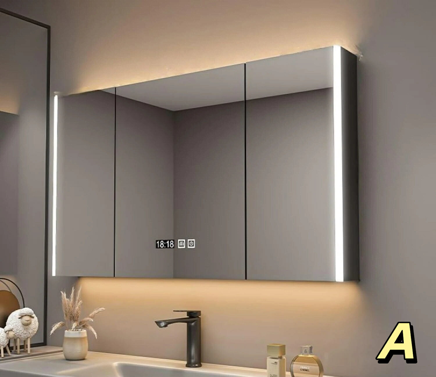 洗面化粧台,洗面所 照明付き,LEDバスルーム防曇スマート化粧鏡,収納と照明付きのバスルームの鏡,アルミニウム洗面鏡 壁掛け 洗面所 収納 おしゃれ,タッチセンサー式,用紙取り出し穴