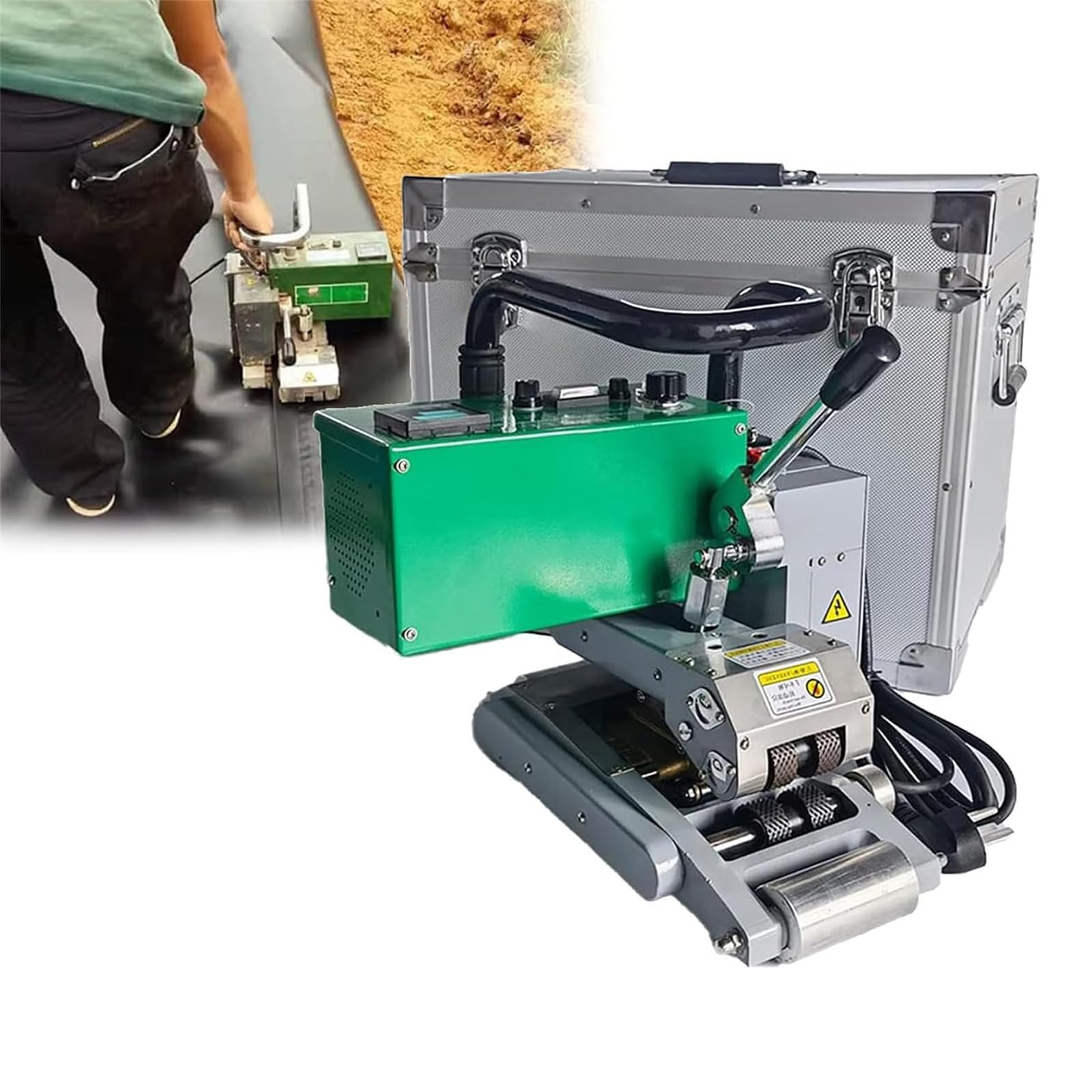 樂天商城 - ジオメンブレン溶接機 2100W 土工膜溶着機 PE/PVC/HDPE/EVA対応 温度・速度調整可能 高速溶接0.5~5m/分 強度母材85%以上 鉄道/高速道路/水理構造物用 ホットウェッジ機 高効率作業 工事現場向け