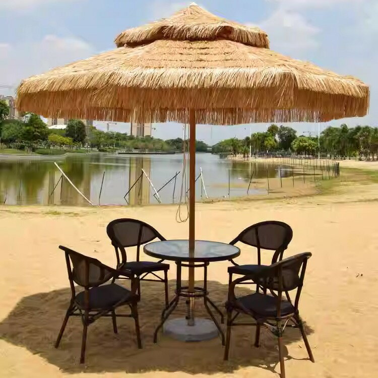 屋外用パラソル 人工茅（かや）日除け傘 トロピカル風 サンシェード 農家レストラン・観光地・民宿に最適 ローマ風センターポールタイプ