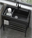 黒 流し台 ガーデンシンク 業務用流し台 屋外 流し台 キッチンシンク 置き場付き シングルシンク屋外用ステンレス流し台 錆びず ガーデンシンク キッチンステンレス製簡易排水シンク 屋外、屋内、ガレージ用大容量自立型シンク 業務用 100x45x86cm