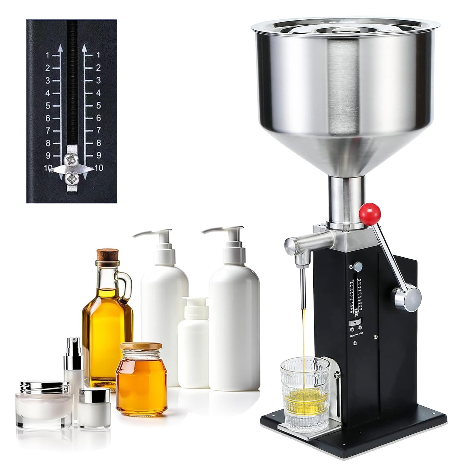 手動式定量充填機 進化版 卓上型 SUS304ステンレス製（牛乳/酒/蜂蜜/化粧品/シャンプー対応）低粘度～..