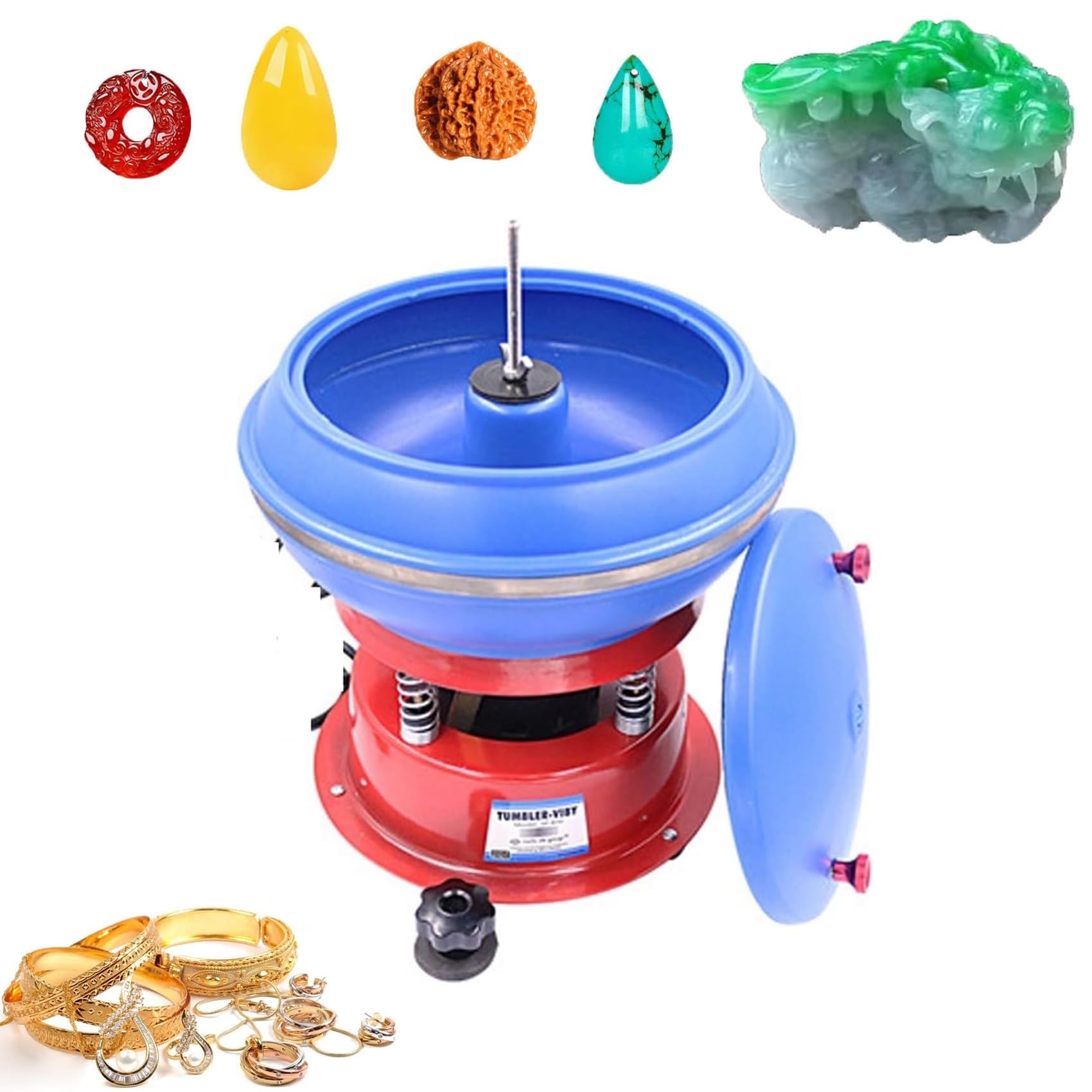 金属製の振動研磨機 110V 電気振動タンブラー ボウルタンブリング研磨機 ジュエリー研磨機 小型 振動バ..