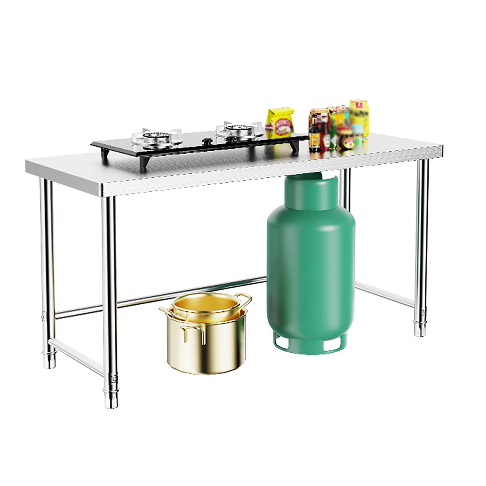 作業台 調理台 ステンレス作業台 キッチン 調節可能なテーブル脚 厚みのあるカウンタートップ ステンレ..