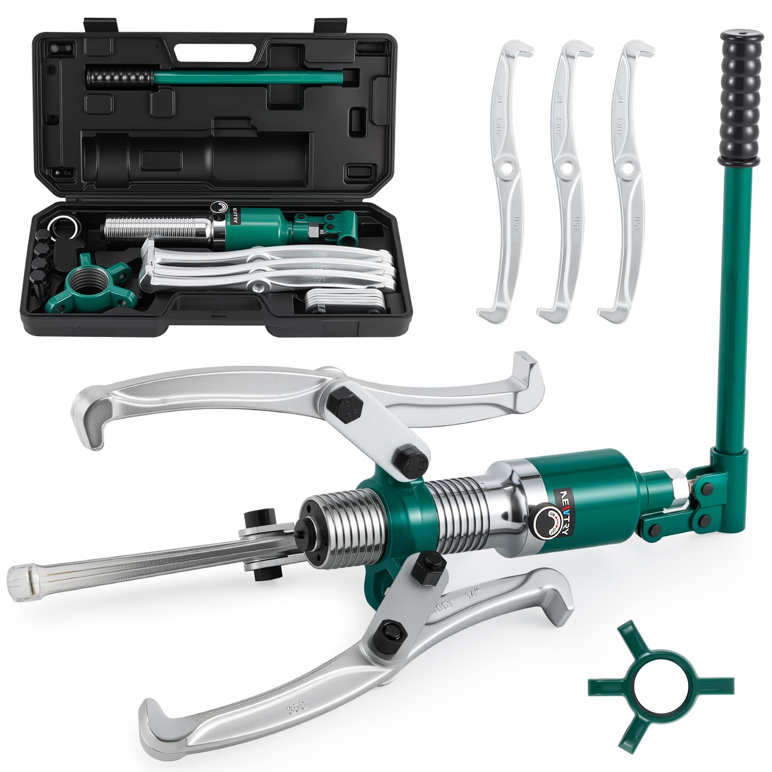 【ポイント3倍!11月限定!店舗の人気商品!】油圧プーラー 15T 油圧式 一体型 ギヤプーラー 引っ張り距離 横300mm 縦180mm 2本爪 3本爪 水平・垂直兼用 合金鋼プーラ ベアリング取り外し 引き抜き工具