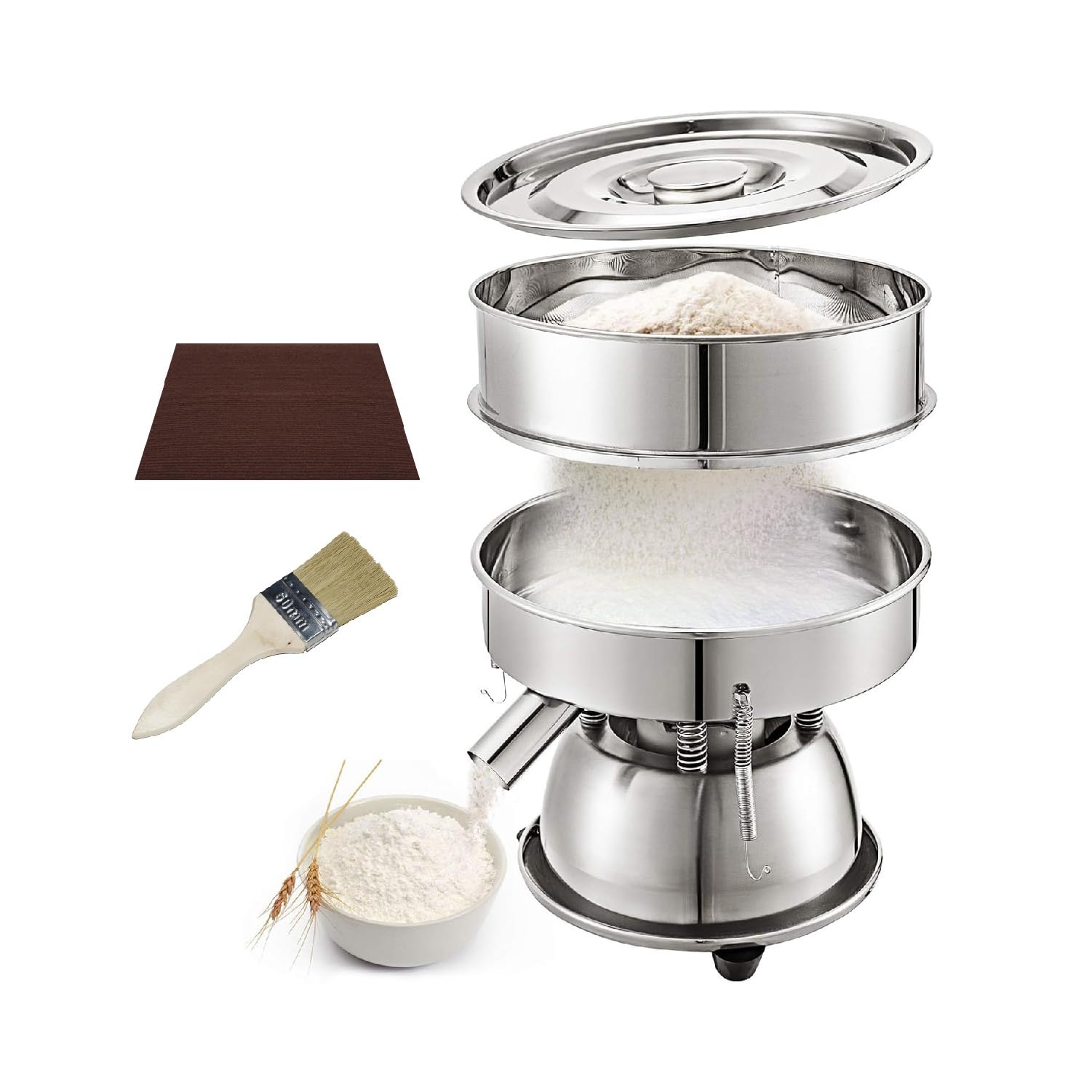 電動ふるい機 振動 粉ふるい機 業務用 304ステンレス製 40メッシュ付き 100メッシュ付き 小型 110V 直..