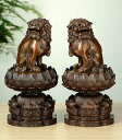 仏具 香炉 机上香炉 風水開運置物 狛犬(獅子狛犬)古美色 胴径7.5cm×高さ23cm 仏壇用の前香炉 真鍮製 線香立て 2体セット