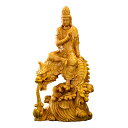木彫り 仏像 騎龍観音 高級天然ツゲ木彫り 龍神 龍上観音 龍乗観音 龍観音 仏教美術品 仏像コレクション 厄除け(高さ15.5cm×巾8cm×奥行5.2cm)(3)