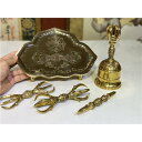 密教 法具 前具◆金剛鈴/金剛盤 五鈷杵 三鈷杵 独鈷杵 5点セット 【大】 極上品 寺院用