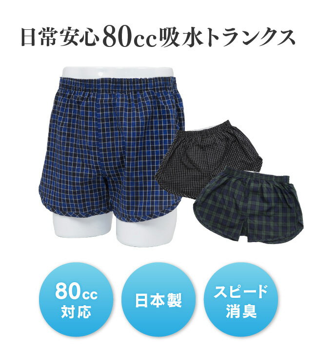 ニシキ株式会社製安心パンツ トランクス80[男性用] サイズ(3Lサイズ）男性用失禁パンツ　紳士用尿漏れパンツ　吸水量80cc] 【衛生用品 日用品 軽失禁 パッド パット 旅行 登山 屋外 防災 ぼうさい bousai】 2