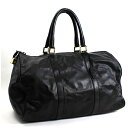 ロエベ アナグラム ボストンバッグ ハンドバッグ ゴールド金具 レザー ブラック 中古 Bランク LOEWE|レディース 女性用 エレガント 鍵付き【送料無料】