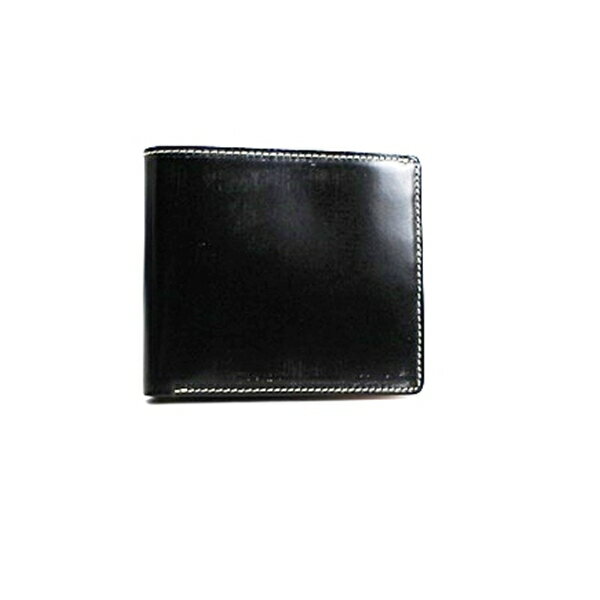 ブリティッシュグリーン 二つ折り財布 未使用 ブラック ブライドルレザー 中古 Aランク BRITISH GREEN｜男性 メンズ ブランド 小銭入れ有 保存袋・箱付き 【送料無料】