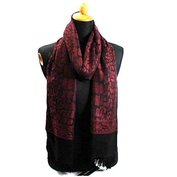 ラファイエットコレクション ヴィスコース ストール 未使用 ワインレッド×ブラック 中古 Sランク LAFAYETTE COLLECTION｜レディース 女性用 タグ付き 【ネコポス送料無料】