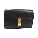 ダンヒル セカンドバッグ クラッチバッグ ダイヤルロック式 レザー ブラック ゴールド金具 中古 Bランク dunhill |メンズ 男性用 ビジネスバッグ ストラップ付き 【ネコポス送料無料】
