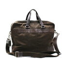 コーチ ビジネスバッグ 2WAY ミニシグネチャー F70323 ナイロン×レザー ブラウン 中古 Bランク COACH|男性用 メンズ 仕事 通勤 ショルダー付き【送料無料】