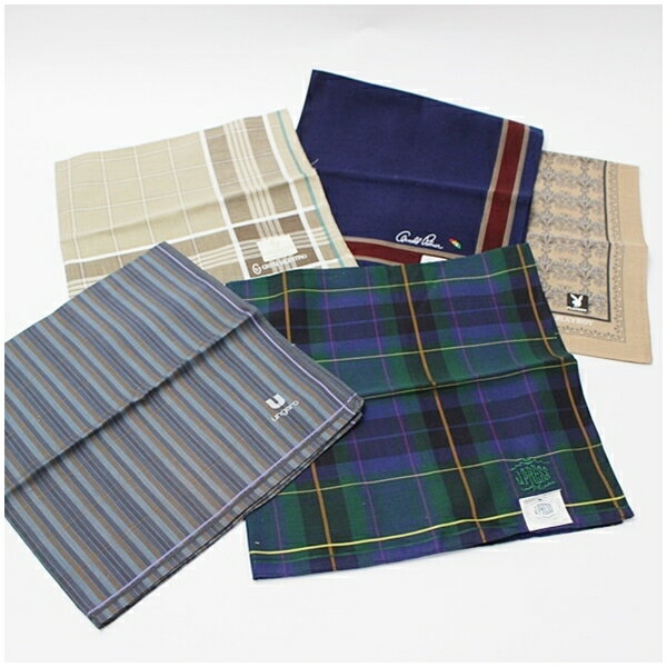 ハンカチ 5枚セット 未使用 中古 Aランク PLAYBOY/ GIANNI VALENTINO/Alrnold Palmer/ungaro/J.PRESS | メンズ 男性用 五枚組 【ネコポス送料無料】