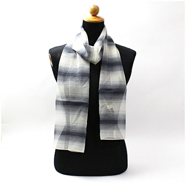 トブカピ シルク 長方形スカーフ ブルーグレー×ホワイト ストライプ 中古 Aランク TOPKAPI | レディース 女性 【ネコポス送料無料】