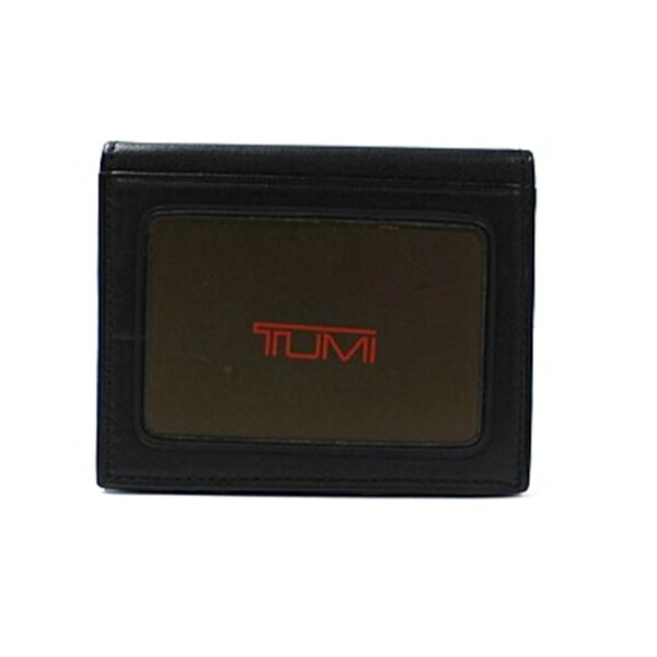 トゥミ 二つ折り パスケース カードケース ブラック レザー 中古 ABランク TUMI ｜...