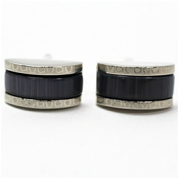 サルバトーレフェラガモ ガンチーニ模様 カフス ブラック×シルバー 中古 ABランク Salvatore Ferragamo|アクセサリー メンズ 男性用 ビジ...