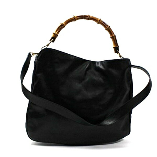 グッチ 2WAY バンブー ショルダーバッグ 肩掛け 斜め掛け レザー ブラック 中古 Bランク GUCCI｜レディース 女性用 竹 2ウェイ 【送料無料】