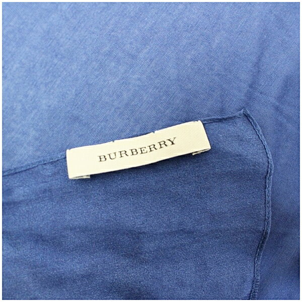 バーバリー 長方形ストール ブルー 無地×チェック 中古 Aランク BURBERRY｜レディース 女性 【ネコポス送料無料】