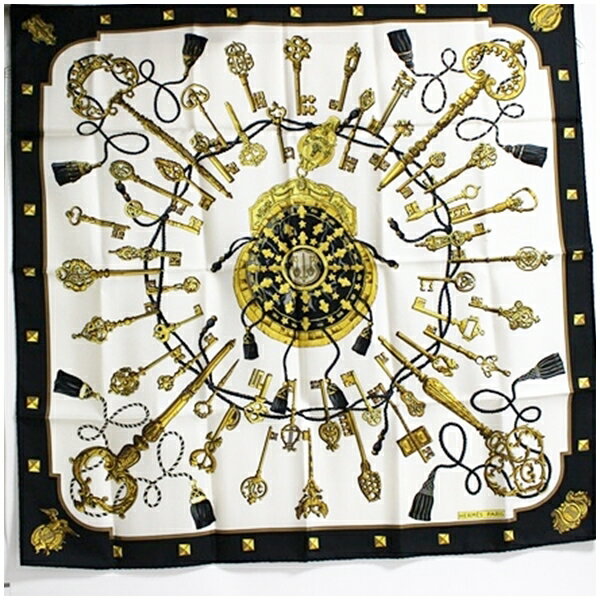 エルメス シルク スカーフ カレ90 LES CLES THE KEYS RARE 中古 Aランク HERMES｜レディース 女性 【送料無料】