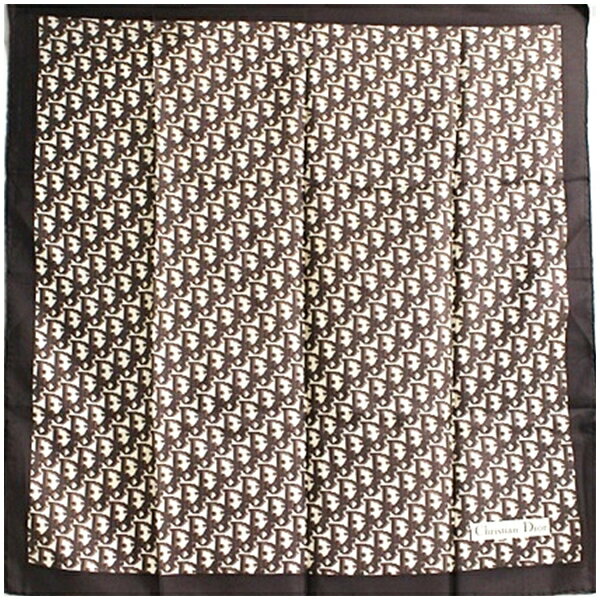 クリスチャンディオール スカーフ トロッター柄 ベージュ×ブラウン 中古 ABランク Christian Dior｜レディース 女性 【送料無料】 【クリーニング済み】