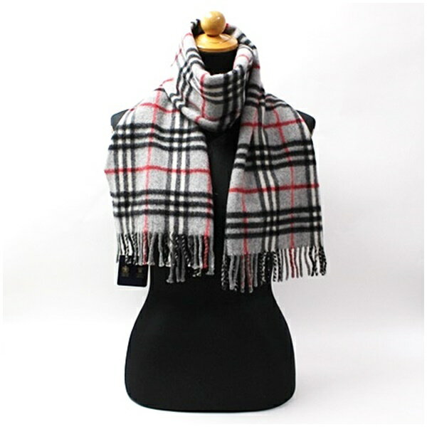 バーバリー 未使用 カシミヤ マフラー グレー×チェック 146×30センチ 中古 Sランク Burberrys｜メンズ レディース 男性 女性 防寒 タグ付き 【送料無料】