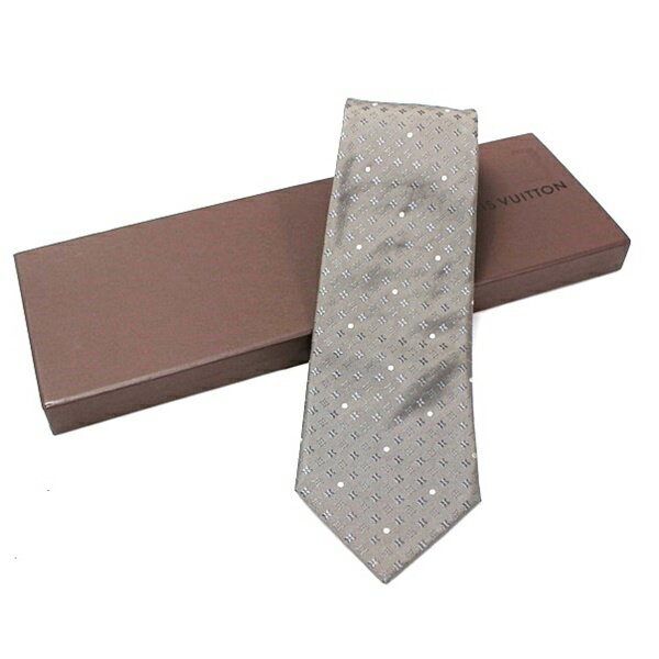 ルイヴィトン シルク ネクタイ モノグラム柄 ドット柄 中古 Aランク LOUIS VUITTON｜メンズ ビジネス 箱付き 【送料無料】 【クリーニング済み】